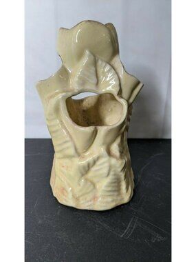 Vintage MCM Mid Century Arkansas Niloak Pottery Tulip Flower Frog Vase Yellow